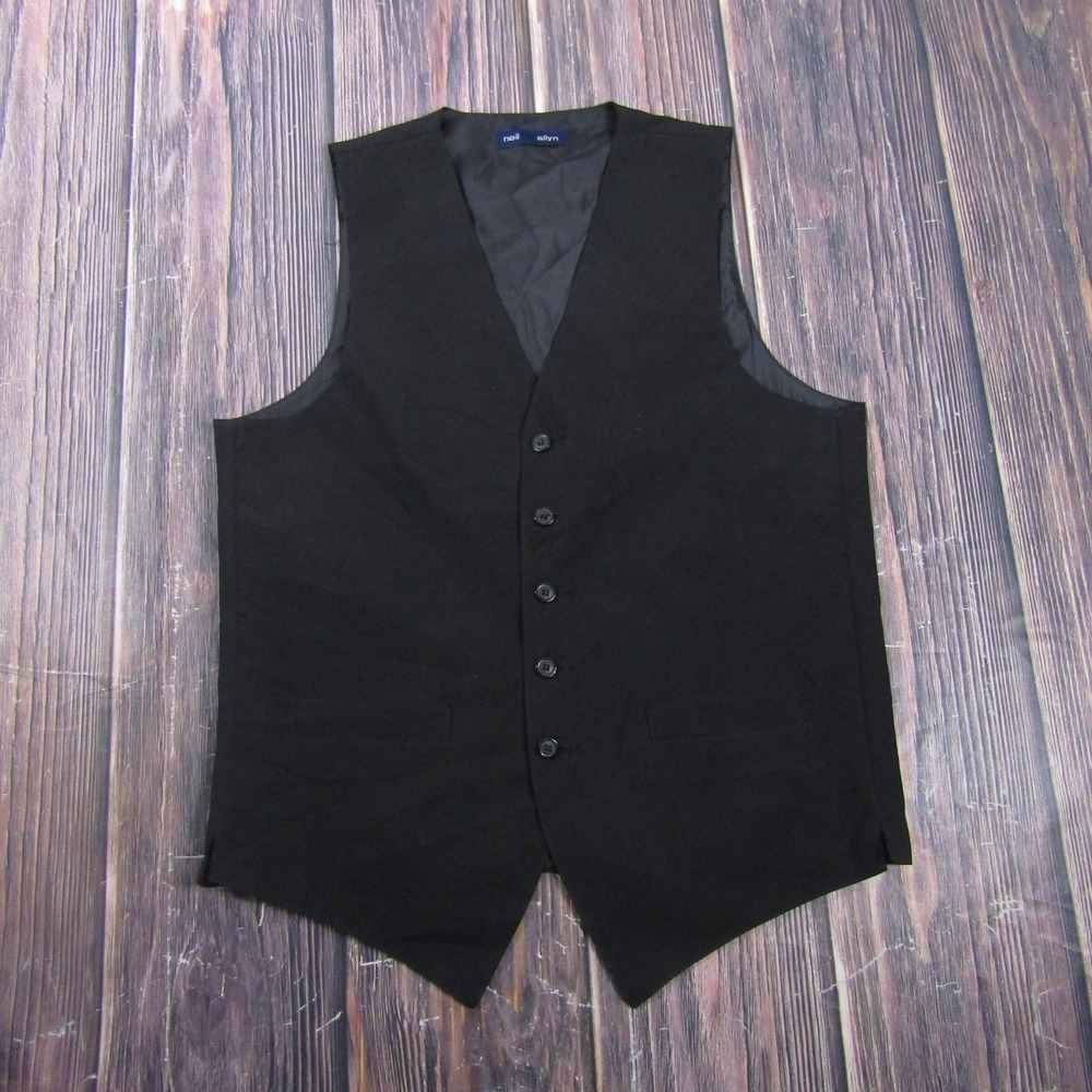 Suit Vest Neil Allyn Mens S Black Solid Polyester Tuxedo Wedding Party Formal